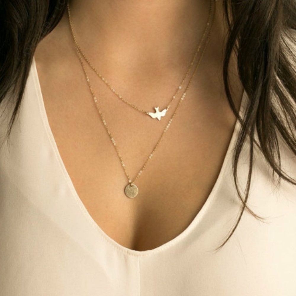 Dove Multilayer Gold Color Simple Necklace